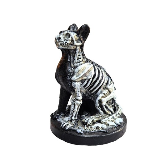 Generic; Halloween Black Cat Skeleton Figurine Spooky Bone Gnome Resin Statue Sculpture Home Office Bookshelf Desktop Decoration; Category:Halloween Trees & Ornaments; Image:1